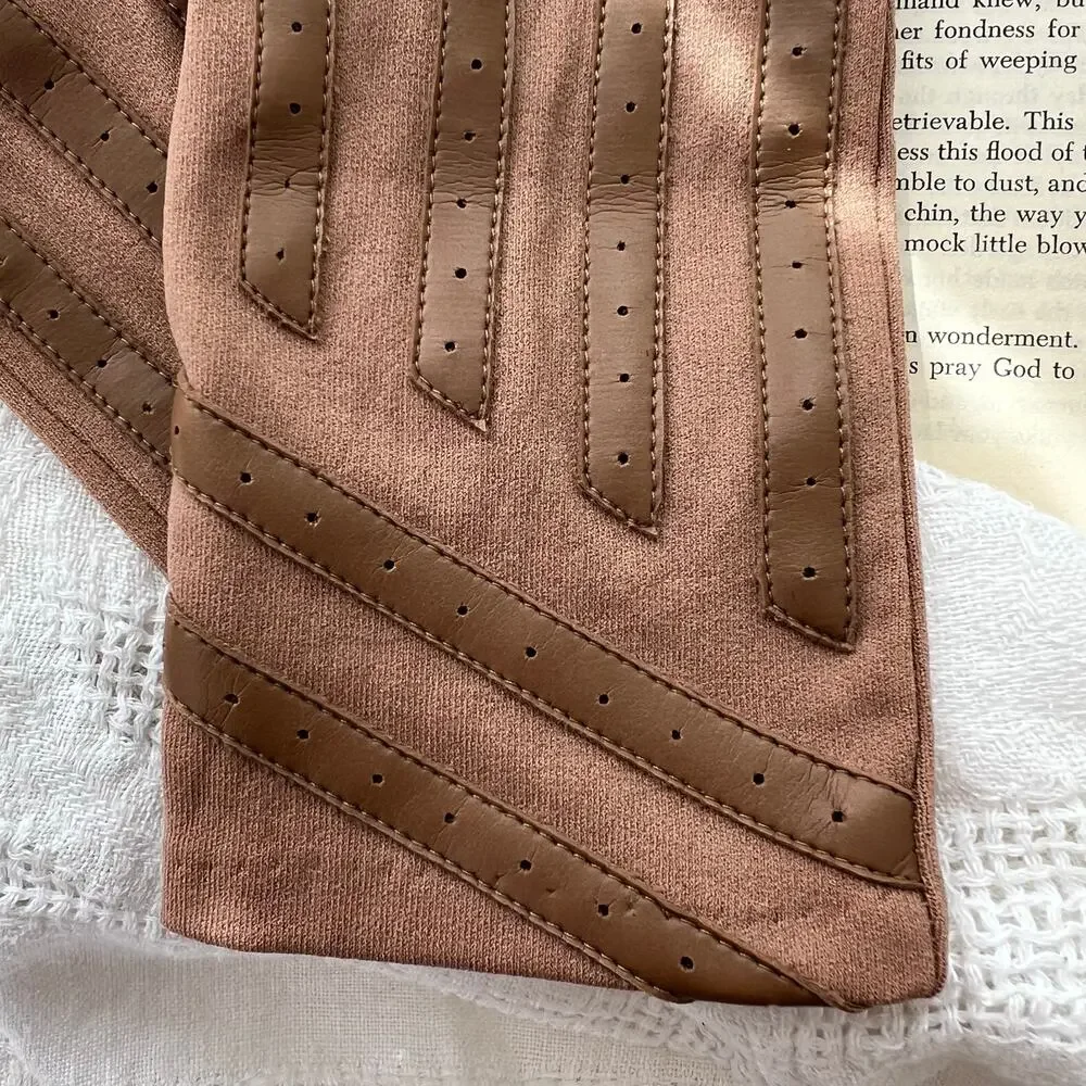 Vintage 90s Brown Tan Driving Gloves Large